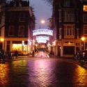 A Christmasy view of street in Jordaan