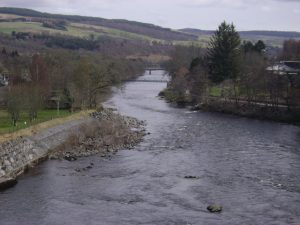View over Tummel River from Pitlochry Dam Wall